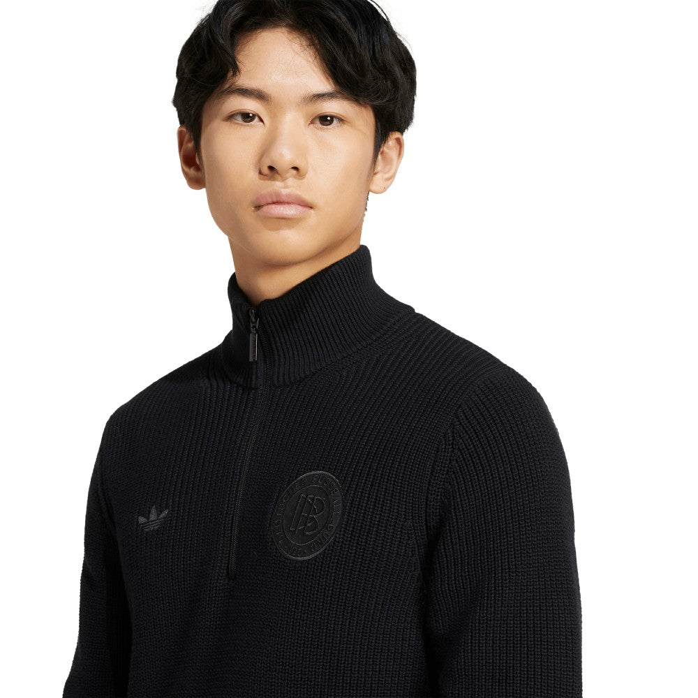 Adidas Germany National Team Originals 125th Anniversary Culturewear Half-Zip Rib-Knit Top - Black