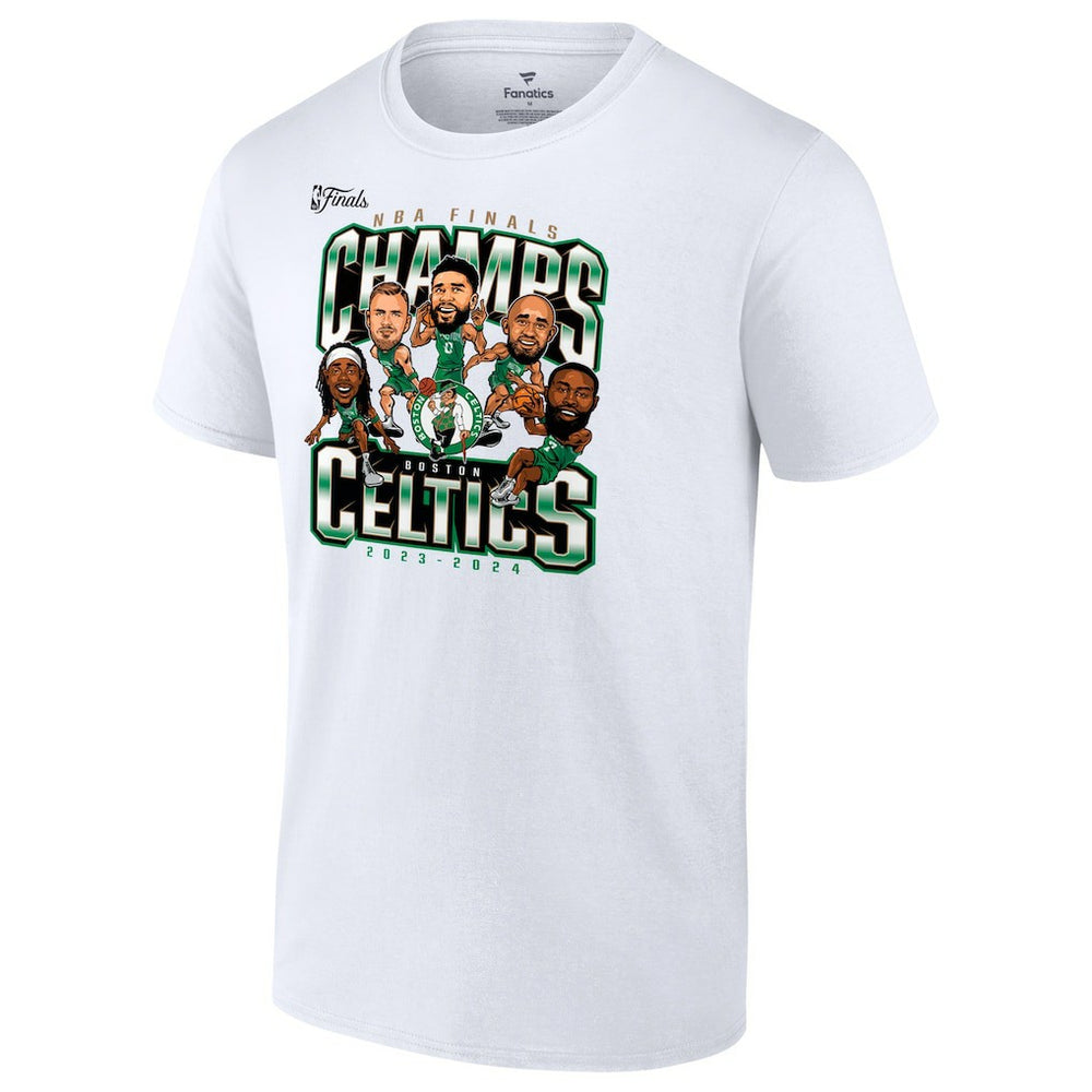 Fanatics - Boston Celtics 2024 NBA Finals Champions Pull Up Jumper Caricature T-Shirt - White