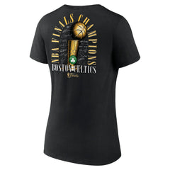 Fanatics - Boston Celtics Women's 2024 NBA Finals Champions Fade Away Jumper Roster Signature V-Neck T-Shirt - Black