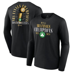 Fanatics - Boston Celtics 2024 NBA Finals Champions Fade Away Jumper Roster Signature Long Sleeve T-Shirt - Black