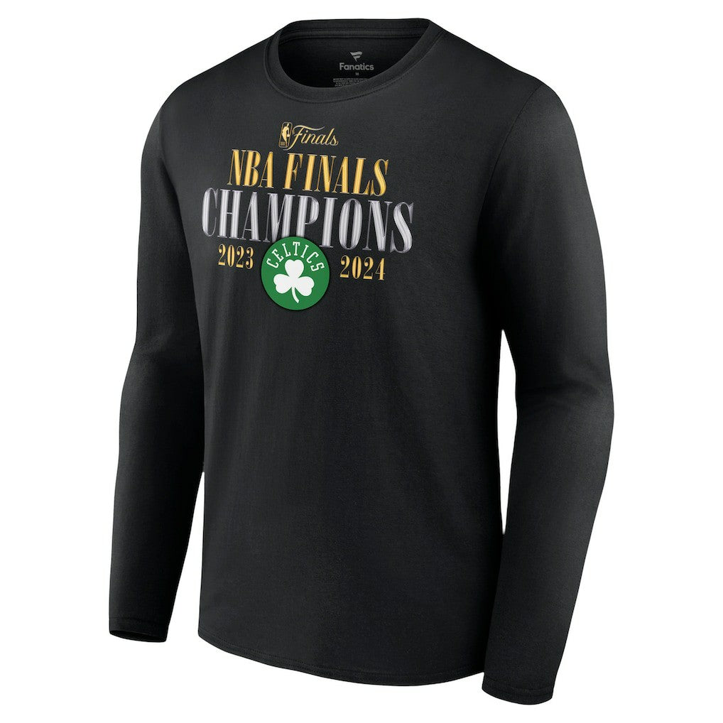 Fanatics - Boston Celtics 2024 NBA Finals Champions Fade Away Jumper Roster Signature Long Sleeve T-Shirt - Black
