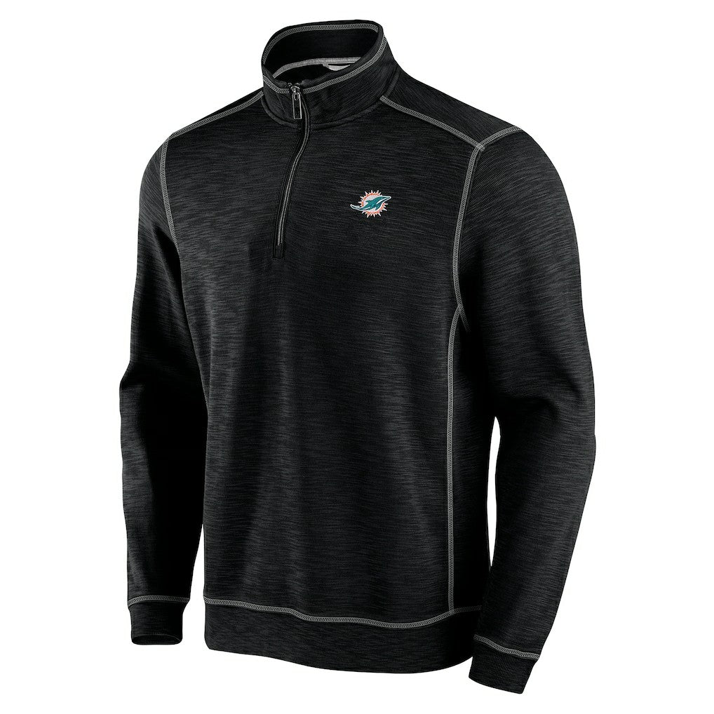 Miami Dolphins Big & Tall Tobago Bay Half-Zip Sweatshirt Black - Tommy Bahama