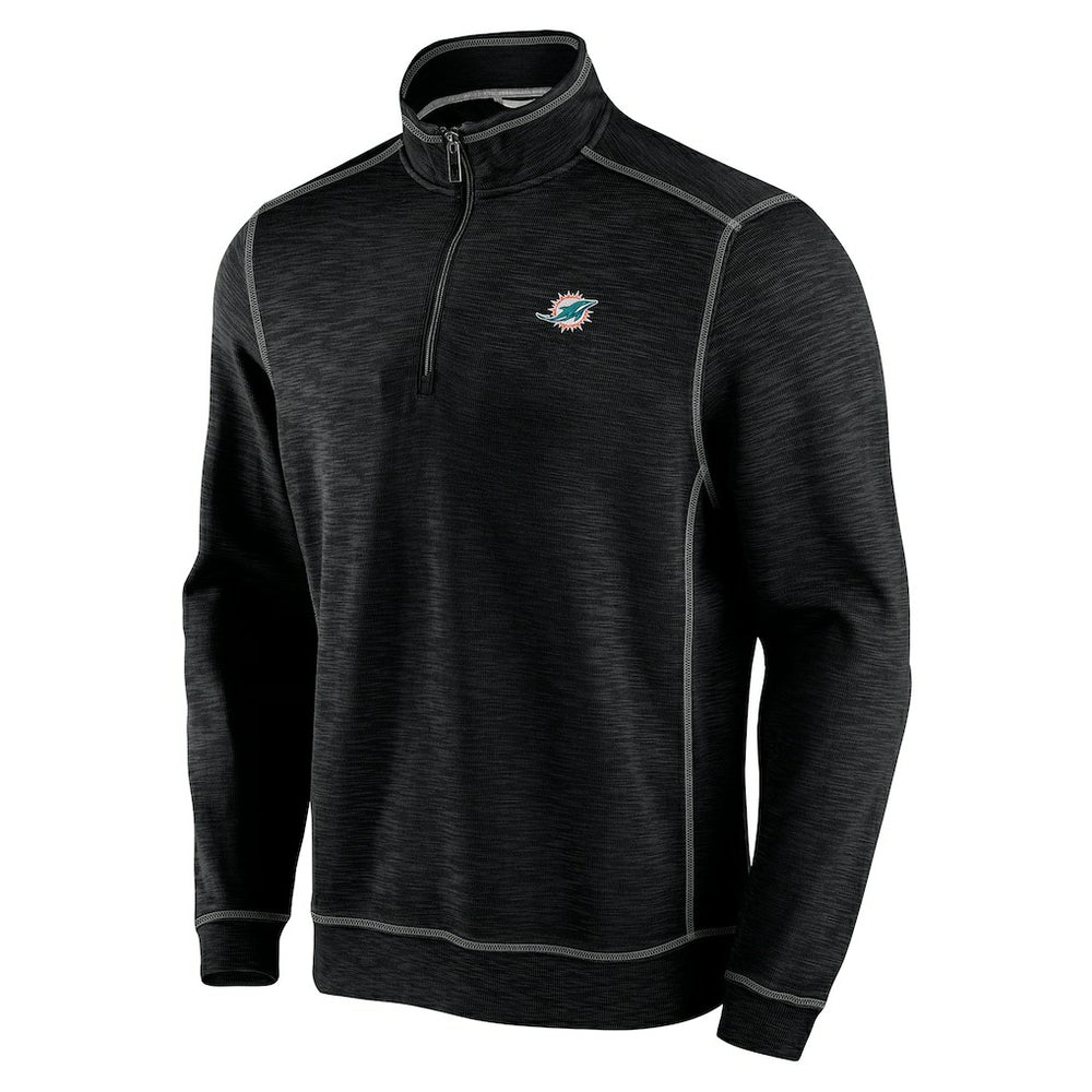 Miami Dolphins Tobago Bay Tri-Blend Half-Zip Sweatshirt Black - Tommy Bahama