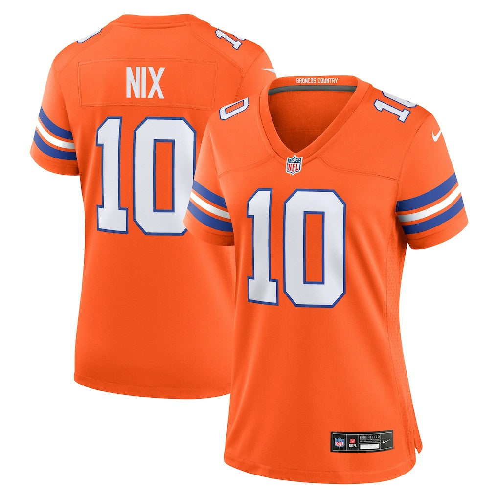 Bo Nix Denver Broncos Women's Mile High Collection 1977 Throwback Player Game Jersey Orange - Nike