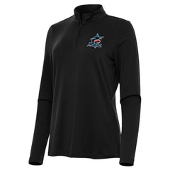 Miami Marlins Antigua Women's Reprocess Quarter-Zip Top - Black On Sale
