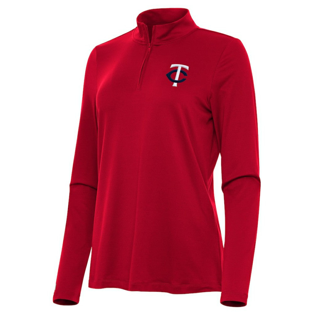 Minnesota Twins Antigua Women's Reprocess Quarter-Zip Top - Red Clearance