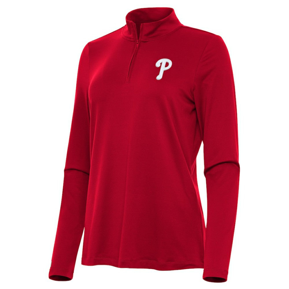 Philadelphia Phillies Antigua Women's Reprocess Quarter-Zip Top - Red Clearance
