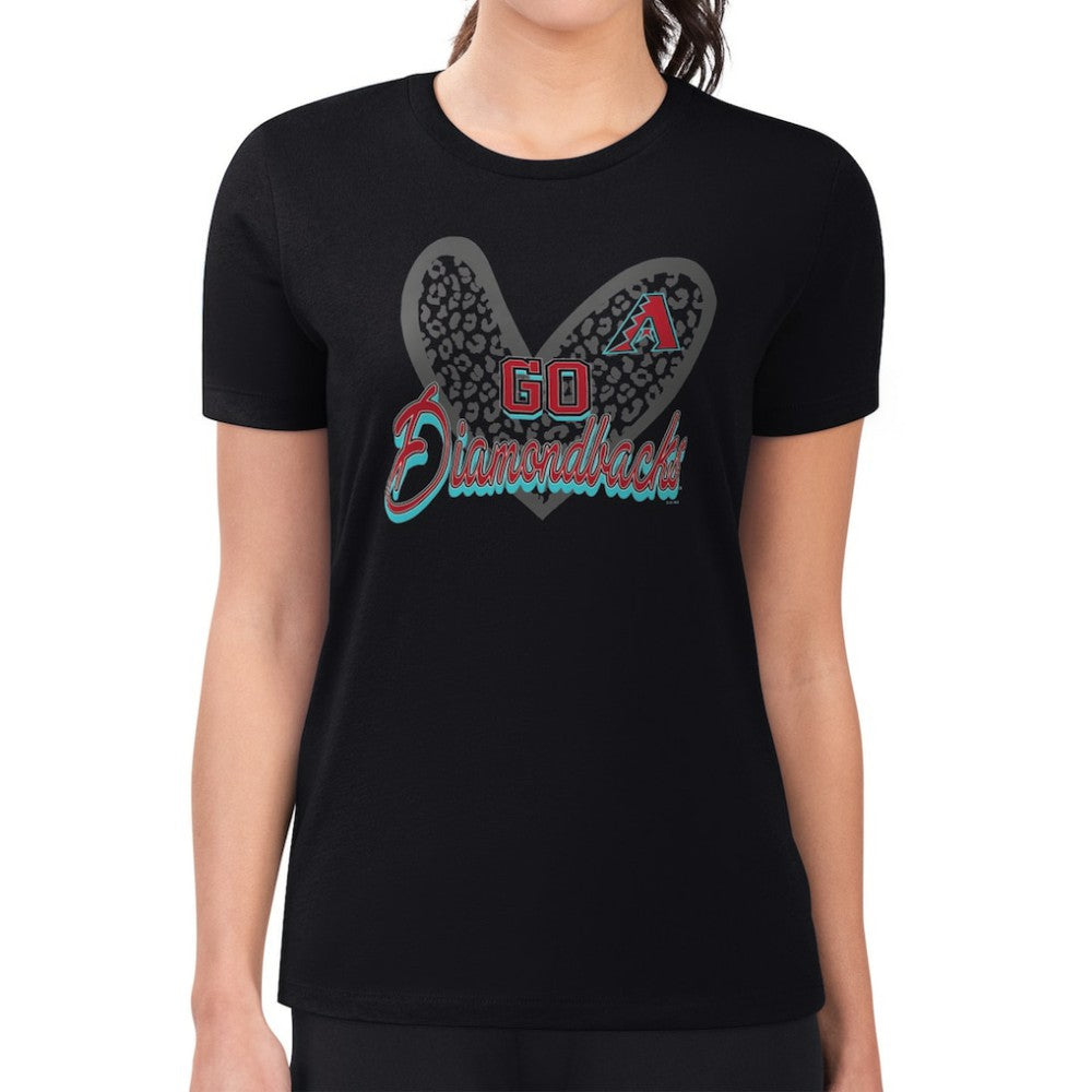 Arizona Diamondbacks G-III 4Her by Carl Banks Women's Super-Slim Fit Lightweight Leopard Heart T-Shirt On Sale
