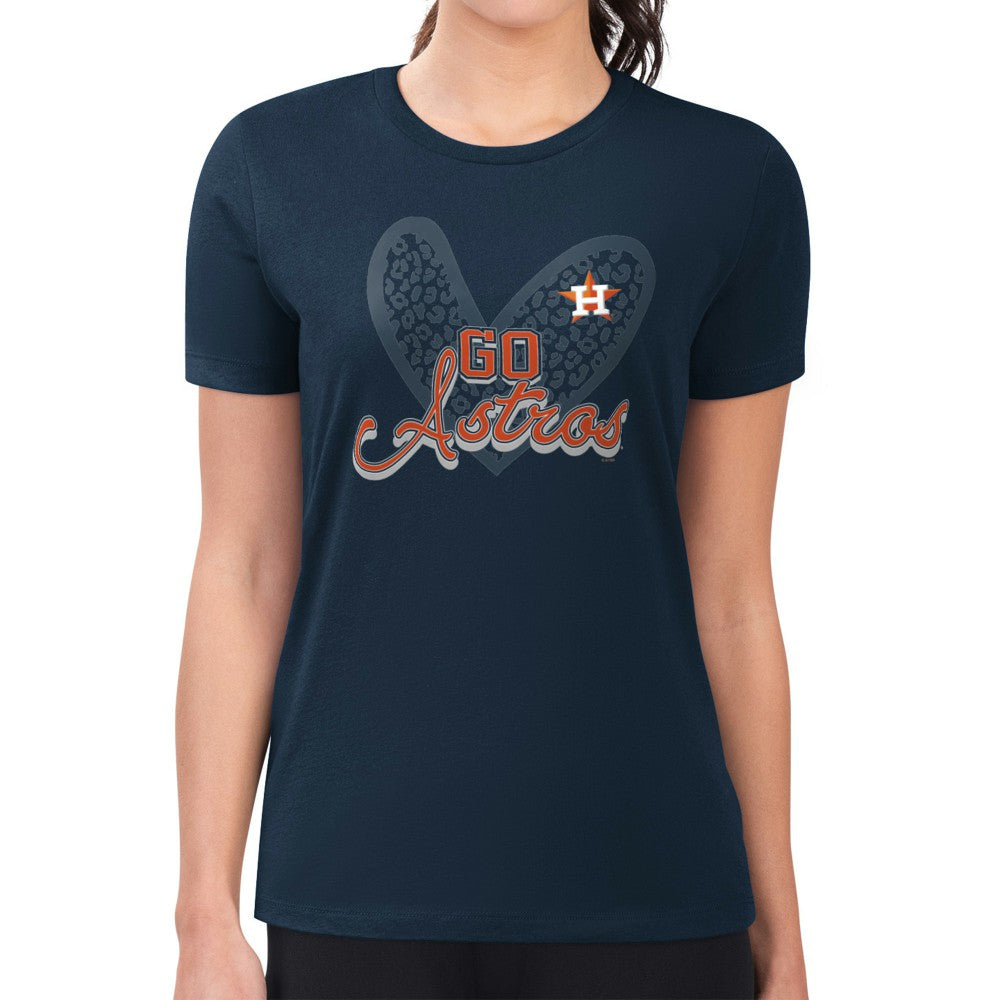 Houston Astros G-III 4Her by Carl Banks Women's Super-Slim Fit Lightweight Leopard Heart T-Shirt Lifestyle