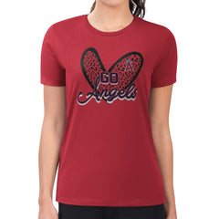 Los Angeles Angels G-III 4Her by Carl Banks Women's Super-Slim Fit Lightweight Leopard Heart T-Shirt Lifestyle