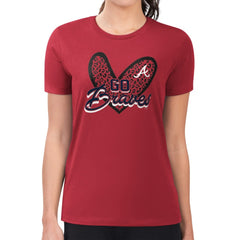 Atlanta Braves G-III 4Her by Carl Banks Women's Super-Slim Fit Lightweight Leopard Heart T-Shirt Clearance