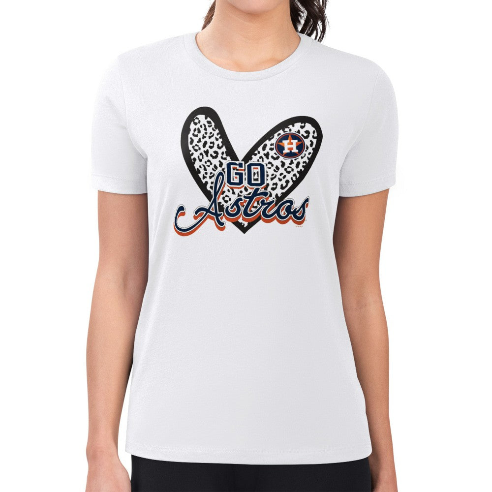 Houston Astros G-III 4Her by Carl Banks Women's Super-Slim Fit Lightweight Leopard Heart T-Shirt On Sale