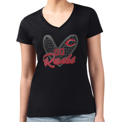 Cincinnati Reds G-III 4Her by Carl Banks Women's Super-Slim Fit Lightweight Leopard Heart V-Neck T-Shirt Near Me