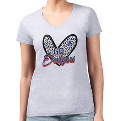Los Angeles Dodgers G-III 4Her by Carl Banks Women's Super-Slim Fit Lightweight Leopard Heart V-Neck T-Shirt On Sale