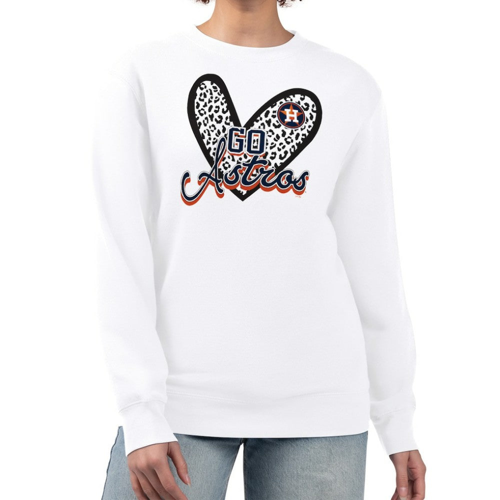 Houston Astros G-III 4Her by Carl Banks Women's Leopard Heart Pullover Sweatshirt On Sale