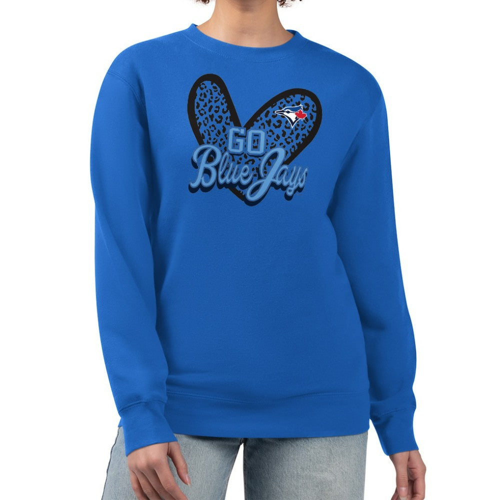 Toronto Blue Jays G-III 4Her by Carl Banks Women's Leopard Heart Pullover Sweatshirt Sale