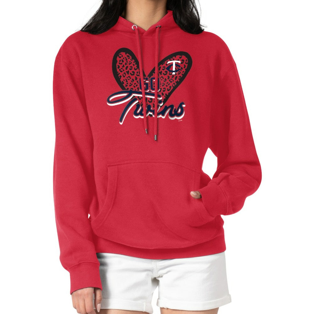 Minnesota Twins G-III 4Her by Carl Banks Women's Leopard Heart Pullover Hoodie Lifestyle