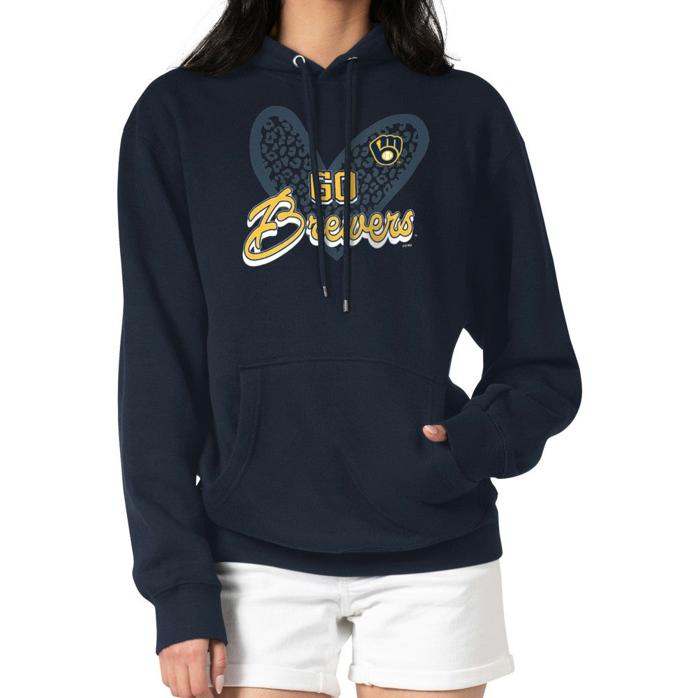 Milwaukee Brewers G-III 4Her by Carl Banks Women's Leopard Heart Pullover Hoodie Online
