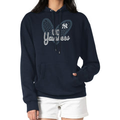 New York Yankees G-III 4Her by Carl Banks Women's Leopard Heart Pullover Hoodie discount