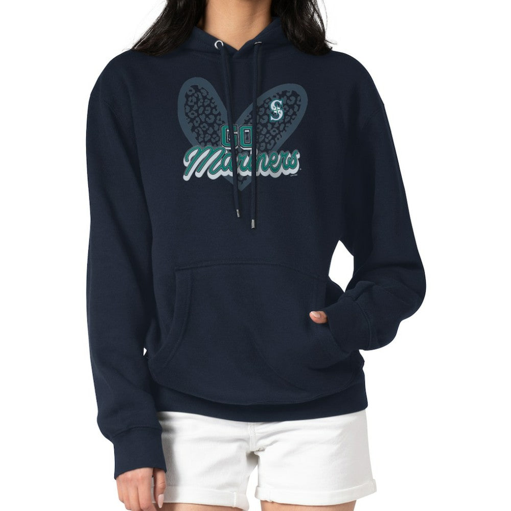 Seattle Mariners G-III 4Her by Carl Banks Women's Leopard Heart Pullover Hoodie Lifestyle