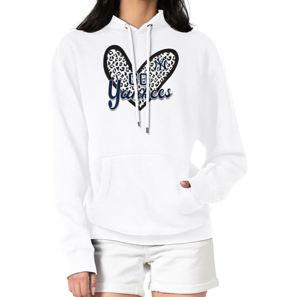 New York Yankees G-III 4Her by Carl Banks Women's Leopard Heart Pullover Hoodie On Sale