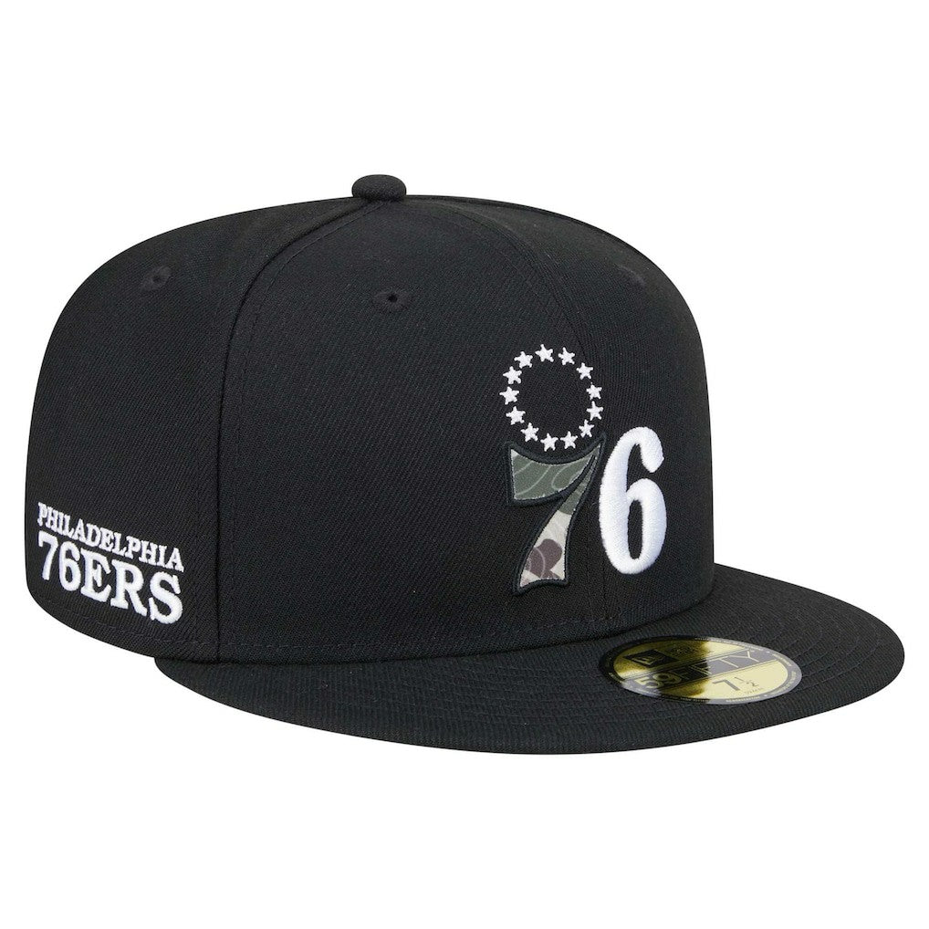 New Era - Philadelphia 76ers Camo Print UV 59FIFTY Fitted Hat - Black