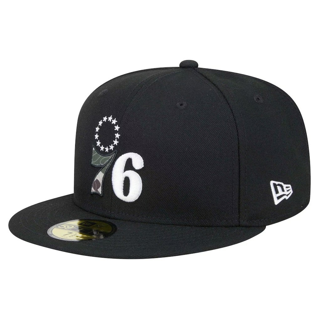 New Era - Philadelphia 76ers Camo Print UV 59FIFTY Fitted Hat - Black