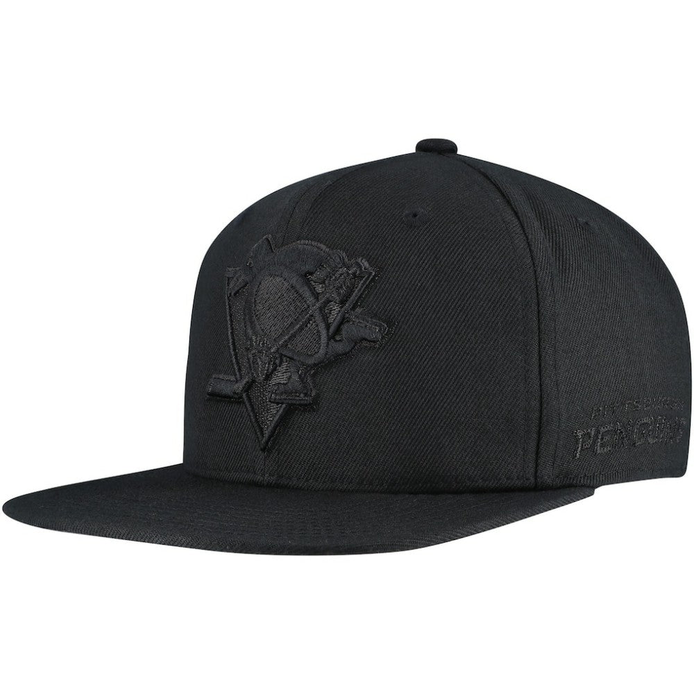 Pittsburgh Penguins Mitchell & Ness Soul Strike Pearl Tonal Snapback Hat Black