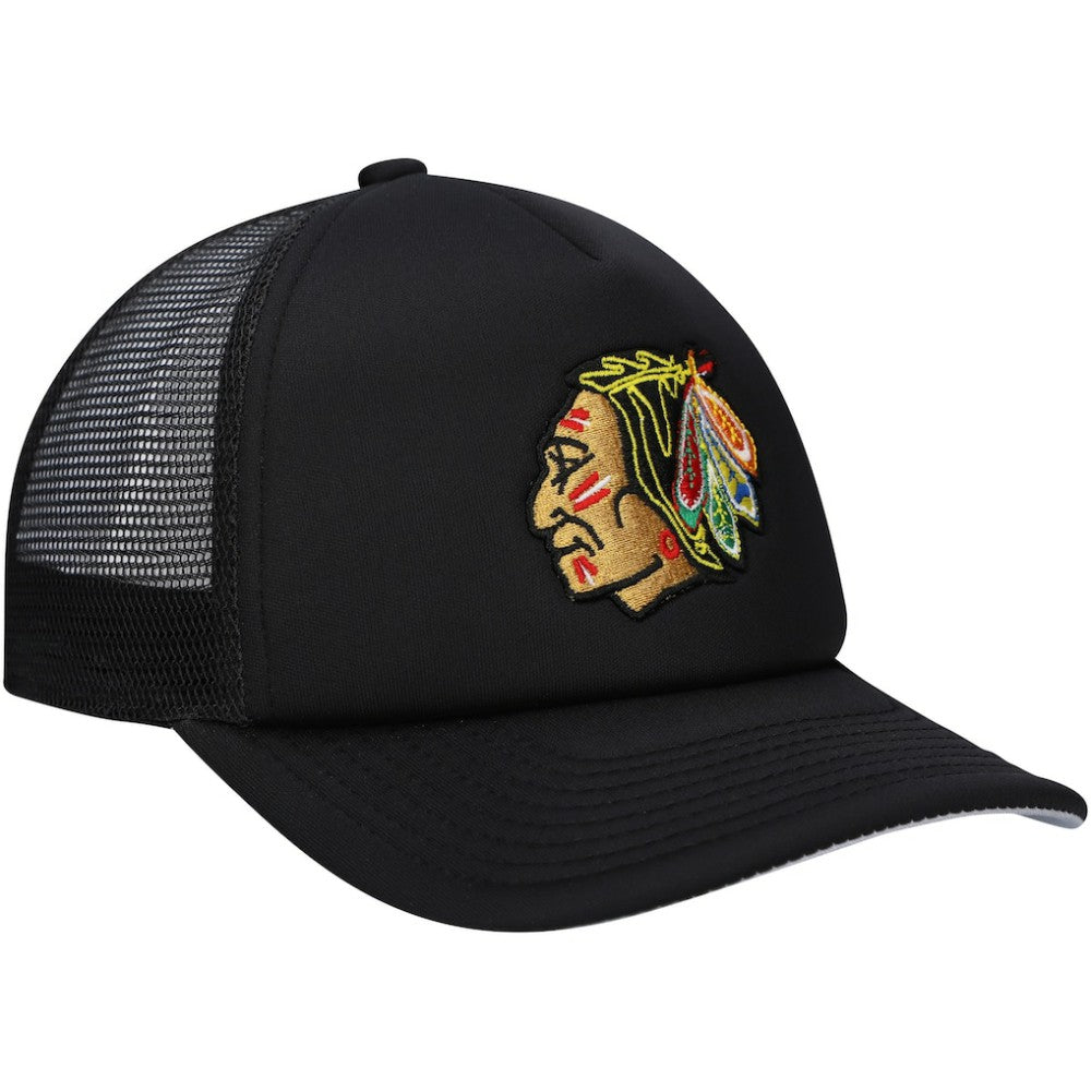 Chicago Blackhawks Mitchell & Ness Youth Core Trucker Adjustable Hat Black