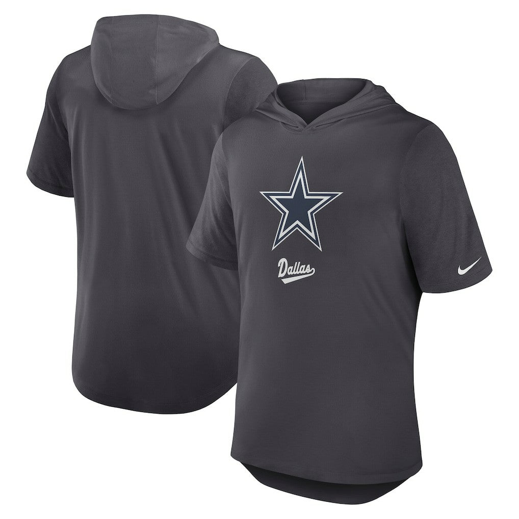 Dallas Cowboys Tri-Blend Performance Hoodie T-Shirt Anthracite - Nike