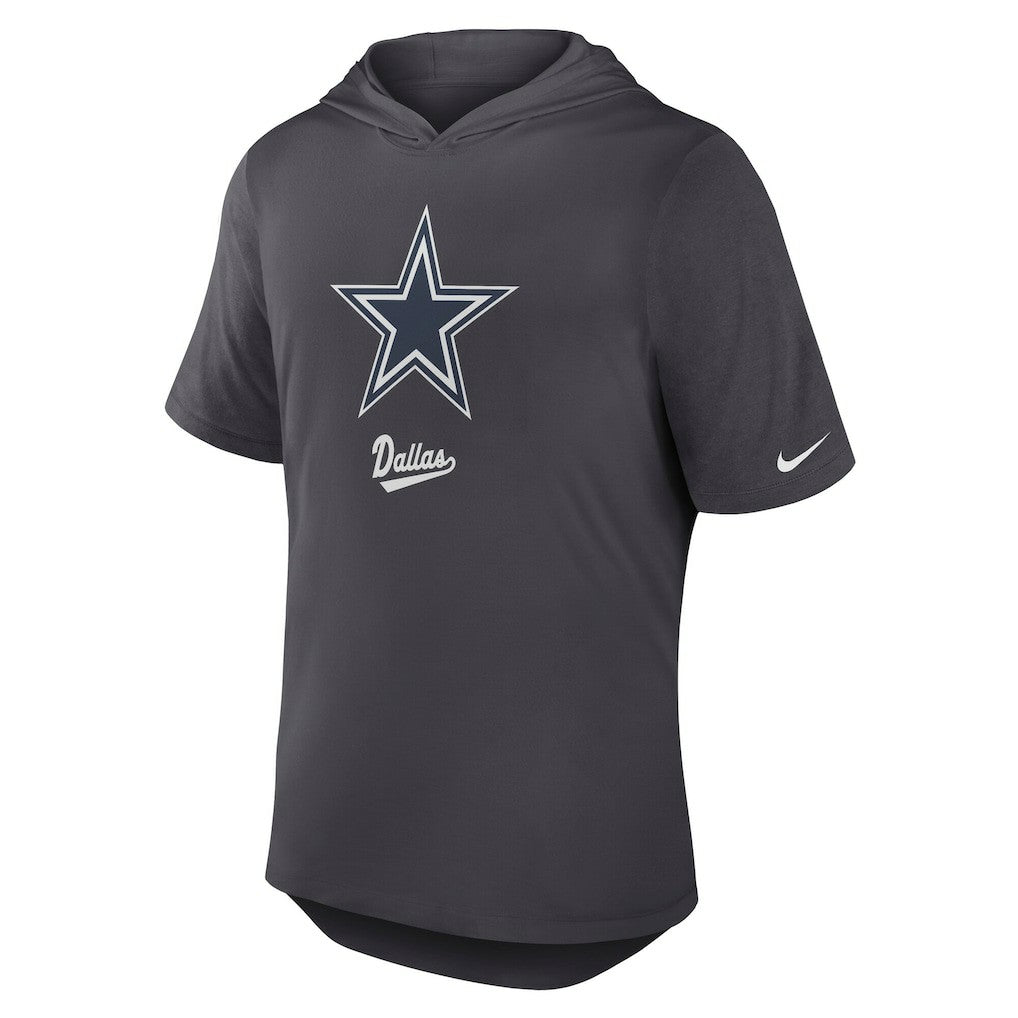 Dallas Cowboys Tri-Blend Performance Hoodie T-Shirt Anthracite - Nike