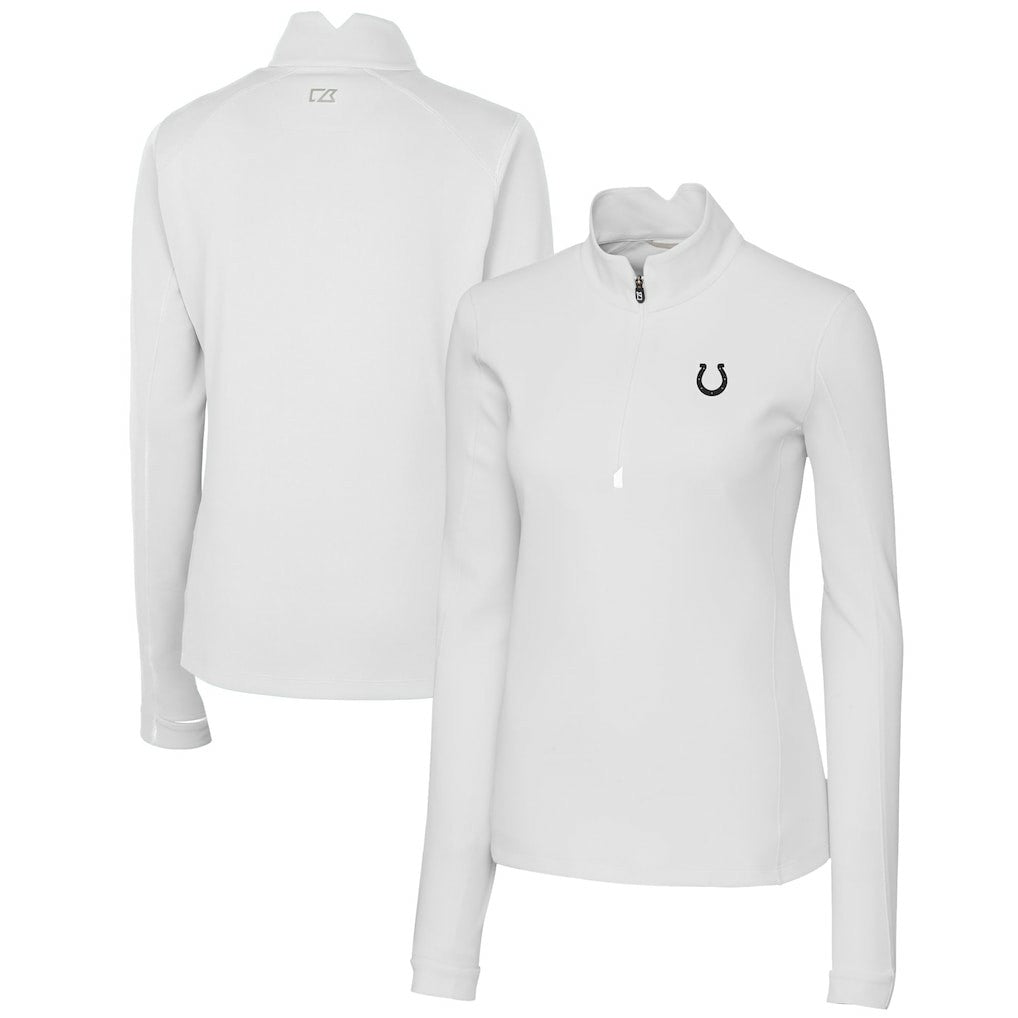 Indianapolis Colts Cutter & Buck Women's Traverse Stretch DryTec Quarter-Zip Top White - NFL