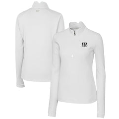 Cincinnati Bengals Cutter & Buck Women's Traverse Stretch DryTec Quarter-Zip Top White - NFL