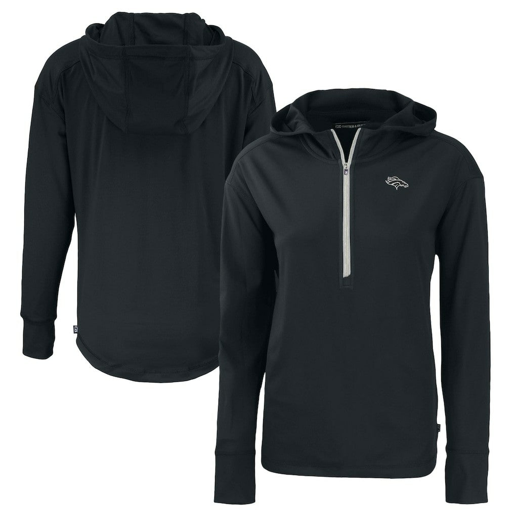 Denver Broncos Cutter & Buck Women's Daybreak Eco Recycled Half-Zip Hoodie Black - NFL