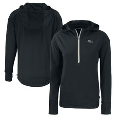 Denver Broncos Cutter & Buck Women's Daybreak Eco Recycled Half-Zip Hoodie Black - NFL