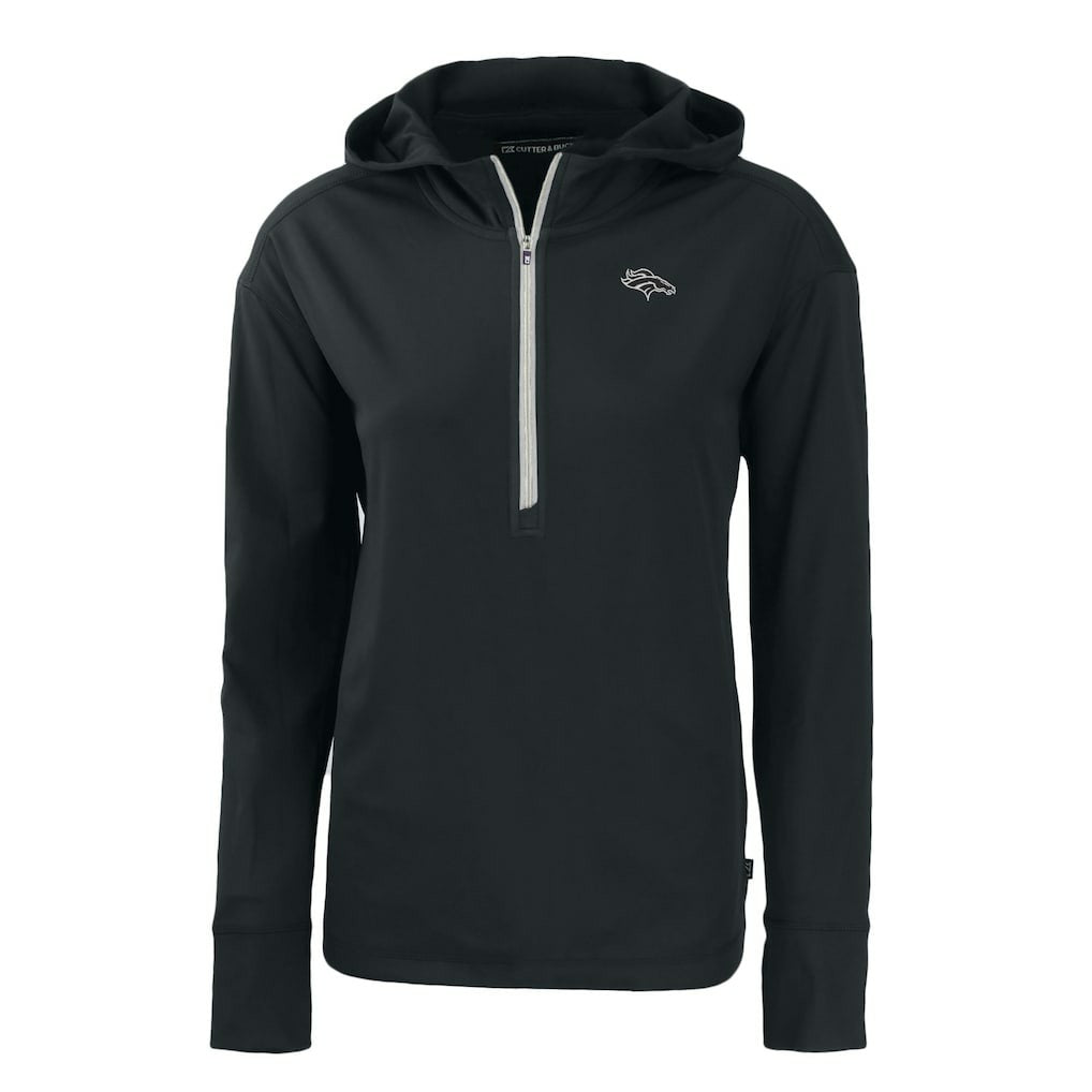 Denver Broncos Cutter & Buck Women's Daybreak Eco Recycled Half-Zip Hoodie Black - NFL