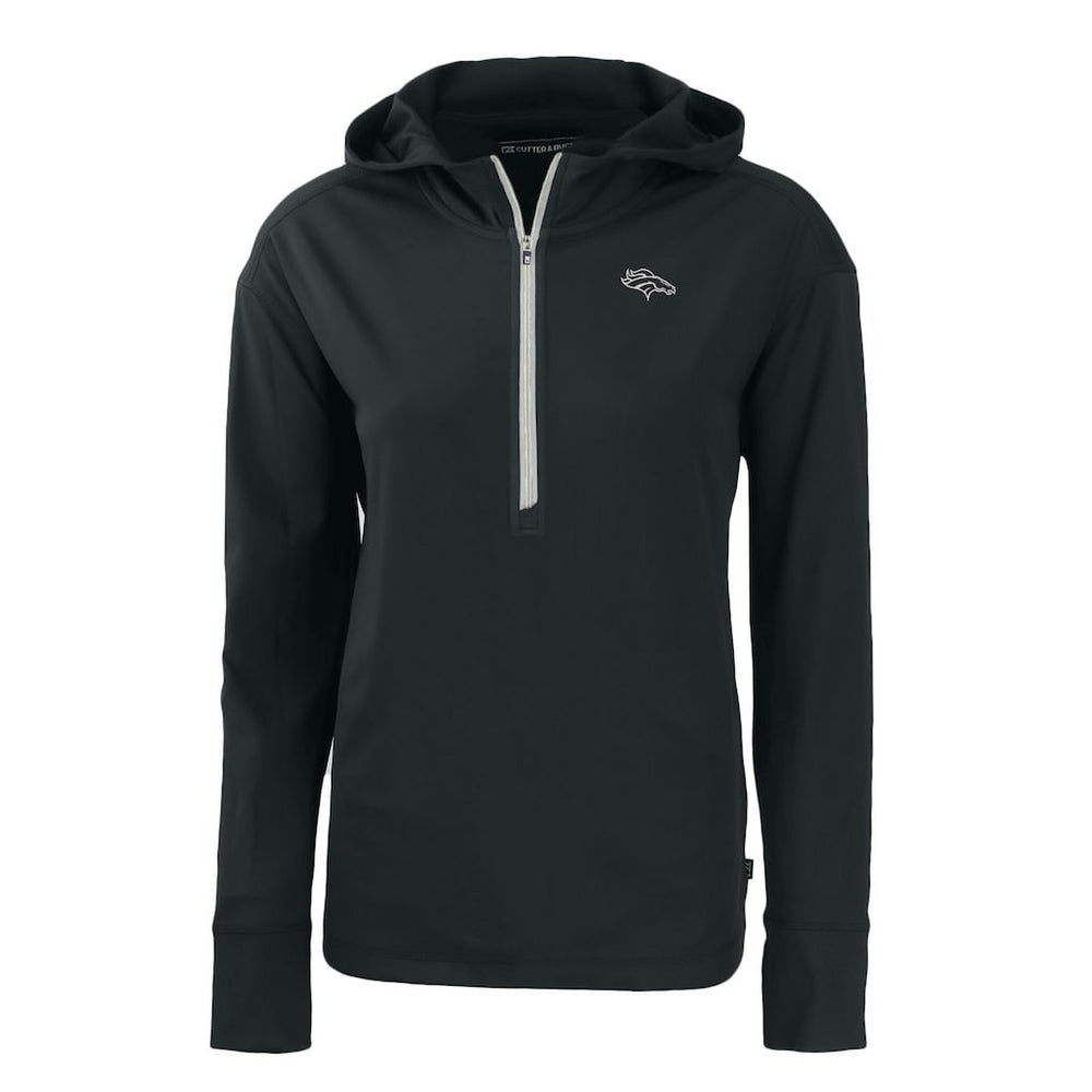 Denver Broncos Cutter & Buck Women's Daybreak Eco Recycled Half-Zip Hoodie Black - NFL