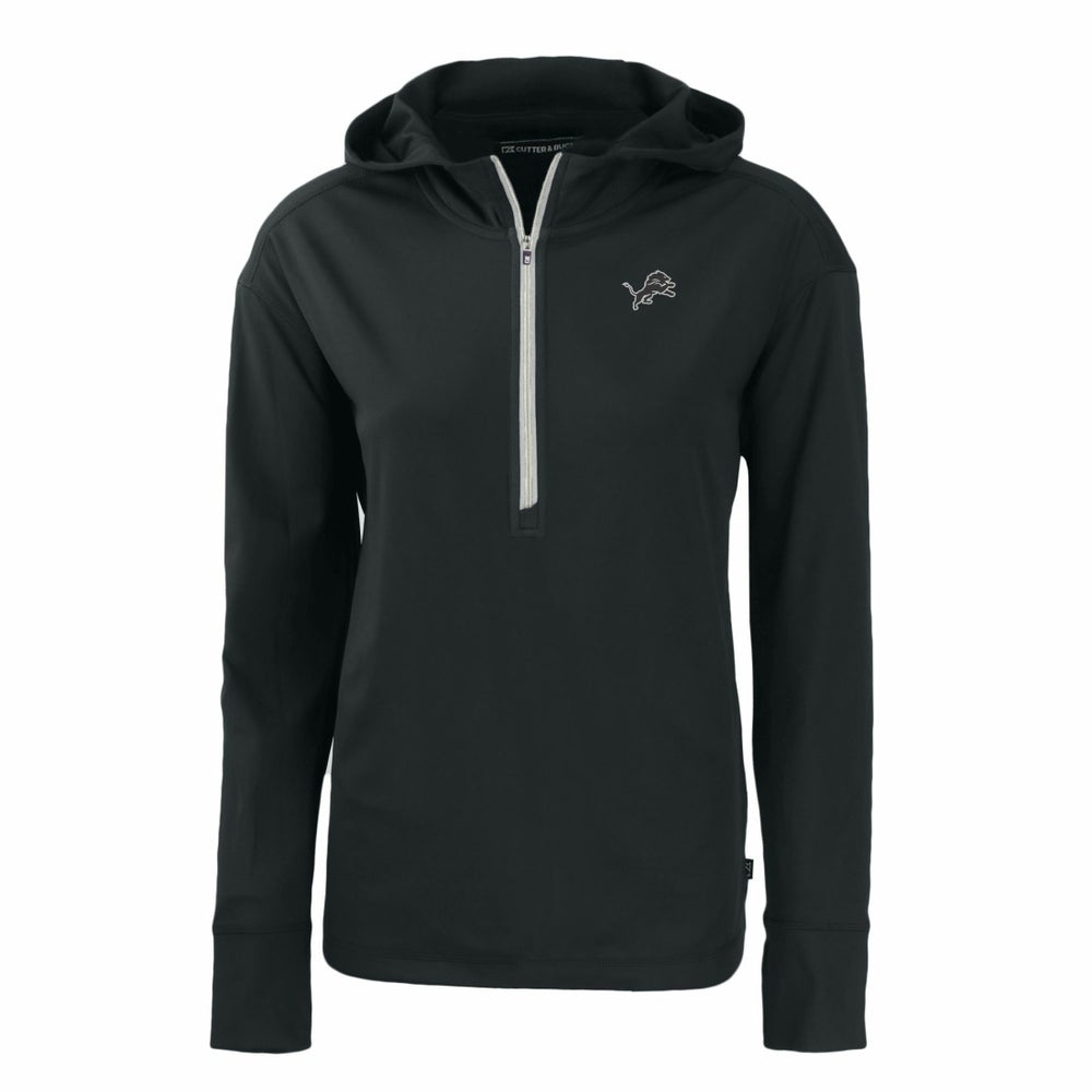 Detroit Lions Cutter & Buck Women's Daybreak Eco Recycled Half-Zip Hoodie Black - NFL