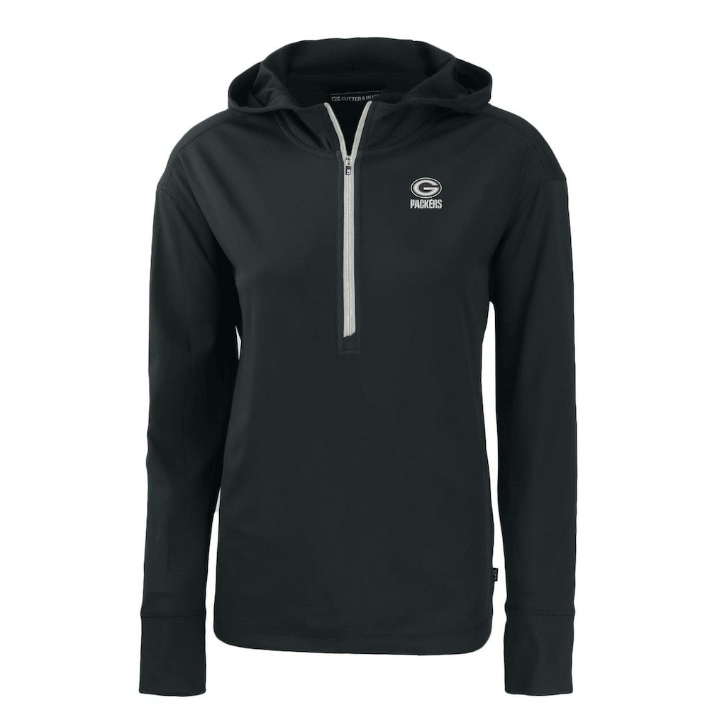 Green Bay Packers Cutter & Buck Women's Daybreak Eco Recycled Half-Zip Hoodie Black - NFL