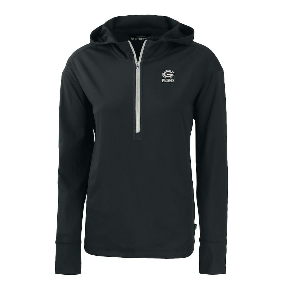 Green Bay Packers Cutter & Buck Women's Daybreak Eco Recycled Half-Zip Hoodie Black - NFL