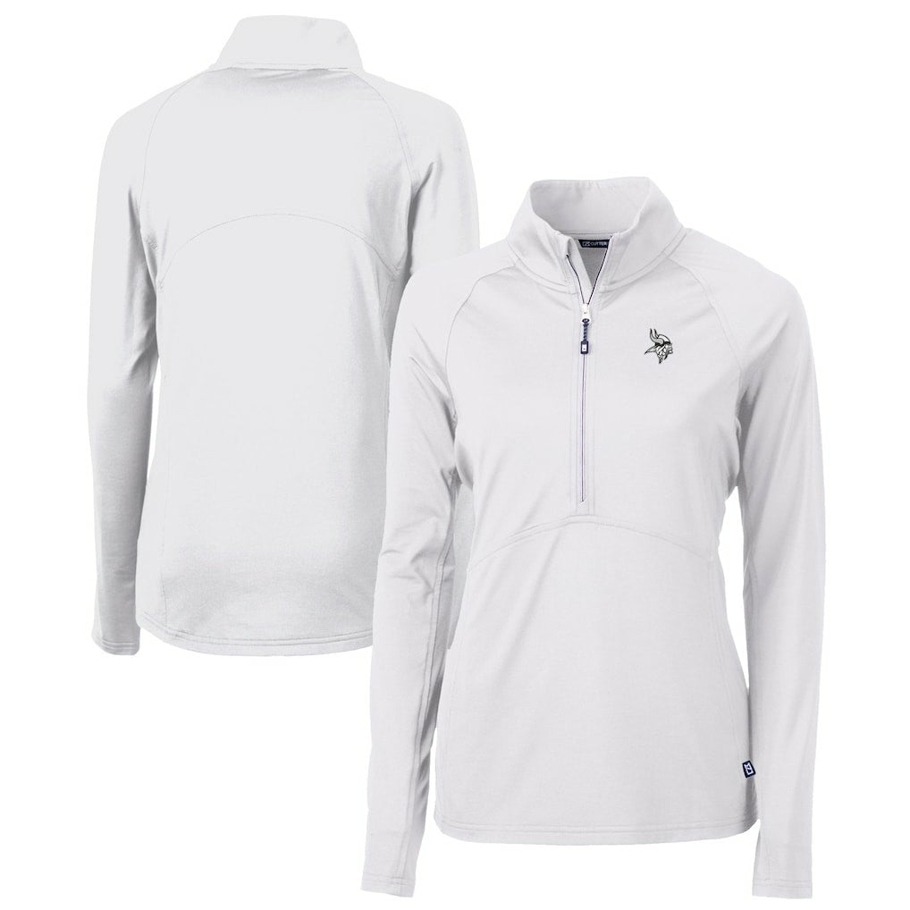 Minnesota Vikings Cutter & Buck Women's Adapt Eco Knit Stretch Recycled Half-Zip Pullover Top White - NFL