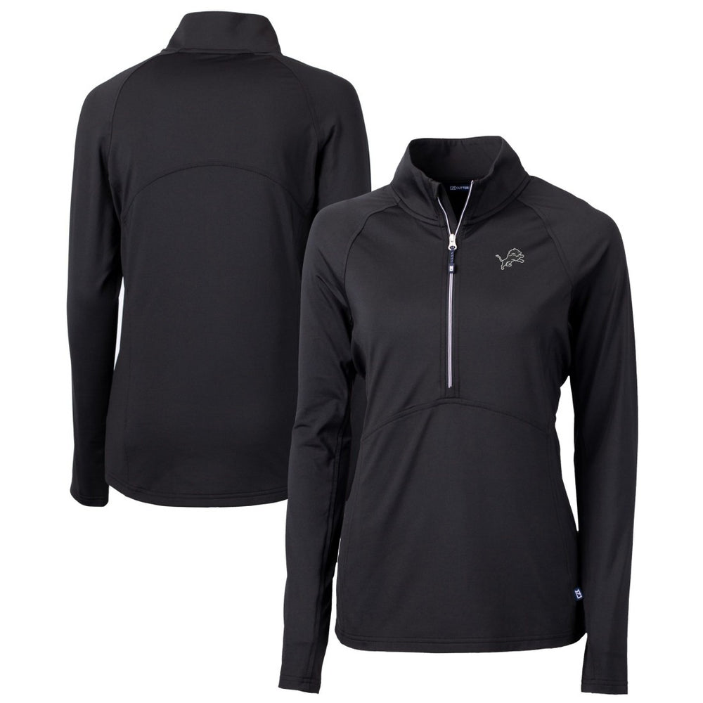 Detroit Lions Cutter & Buck Women's Adapt Eco Knit Stretch Recycled Half-Zip Pullover Top Black - NFL