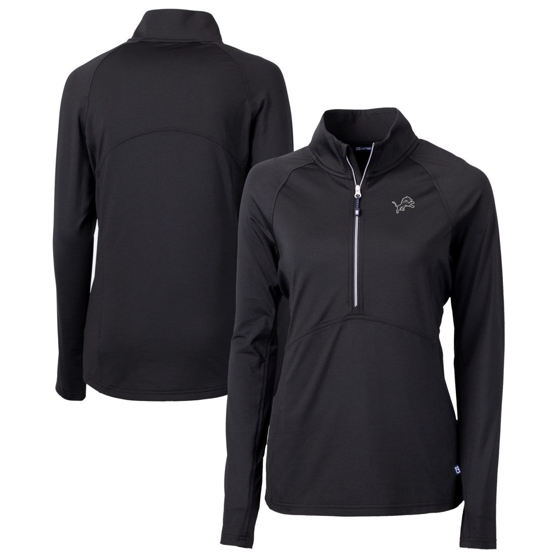 Detroit Lions Cutter & Buck Women's Adapt Eco Knit Stretch Recycled Half-Zip Pullover Top Black - NFL