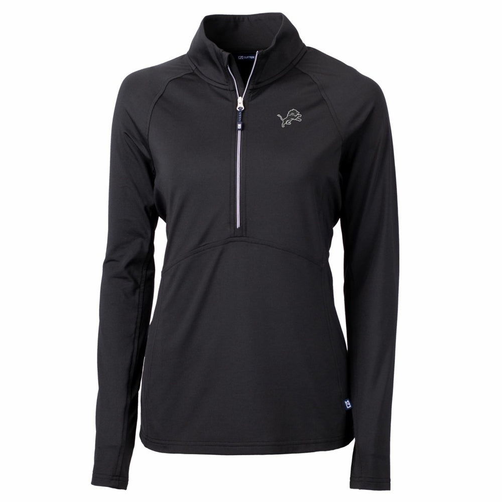 Detroit Lions Cutter & Buck Women's Adapt Eco Knit Stretch Recycled Half-Zip Pullover Top Black - NFL