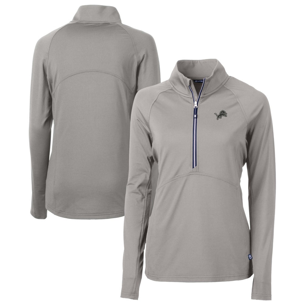 Detroit Lions Cutter & Buck Women's Adapt Eco Knit Stretch Recycled Half-Zip Pullover Top Gray - NFL