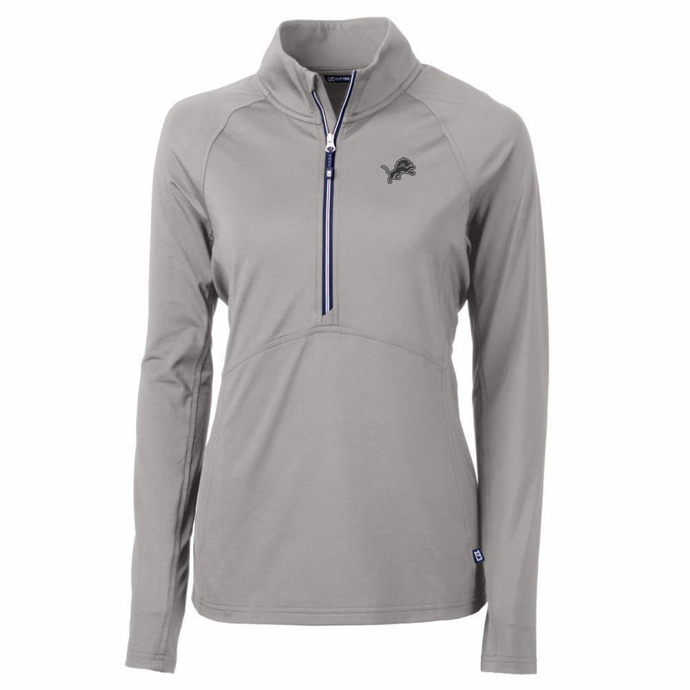 Detroit Lions Cutter & Buck Women's Adapt Eco Knit Stretch Recycled Half-Zip Pullover Top Gray - NFL