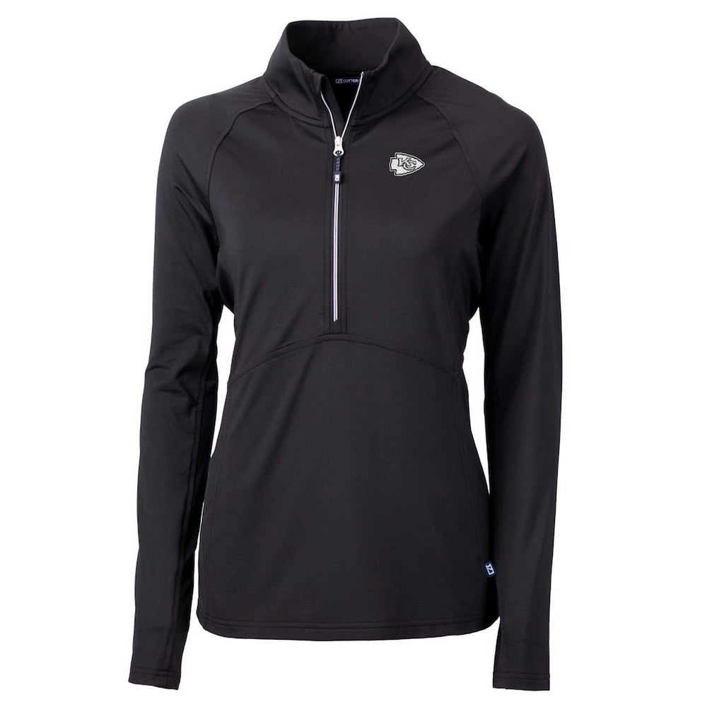 Kansas City Chiefs Cutter & Buck Women's Adapt Eco Knit Stretch Recycled Half-Zip Pullover Top Black - NFL