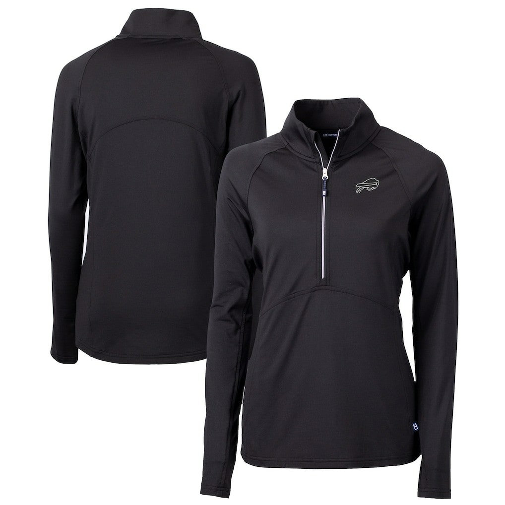 Buffalo Bills Cutter & Buck Women's Adapt Eco Knit Stretch Recycled Raglan Half-Zip Top Black - NFL