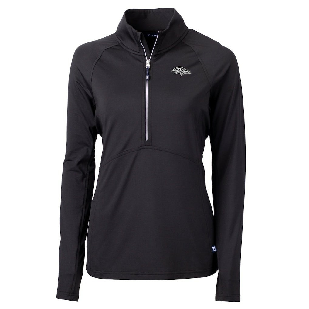 Baltimore Ravens Cutter & Buck Women's Adapt Eco Knit Stretch Recycled Half-Zip Pullover Top Black - NFL