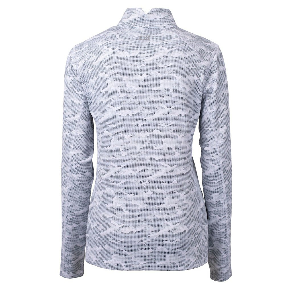Minnesota Vikings Cutter & Buck Women's Traverse Camo Print Stretch Tri-Blend Quarter-Zip Top Gray - NFL